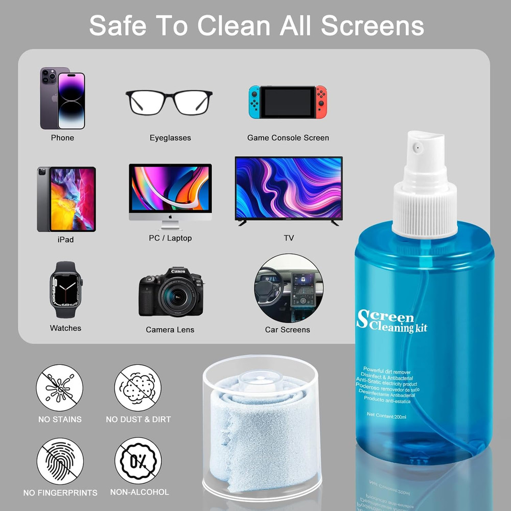 Screen CD Cleaner Solution Spray Compact Disc CD-DVD Cleaning Fluid 1 Pack, Blue
