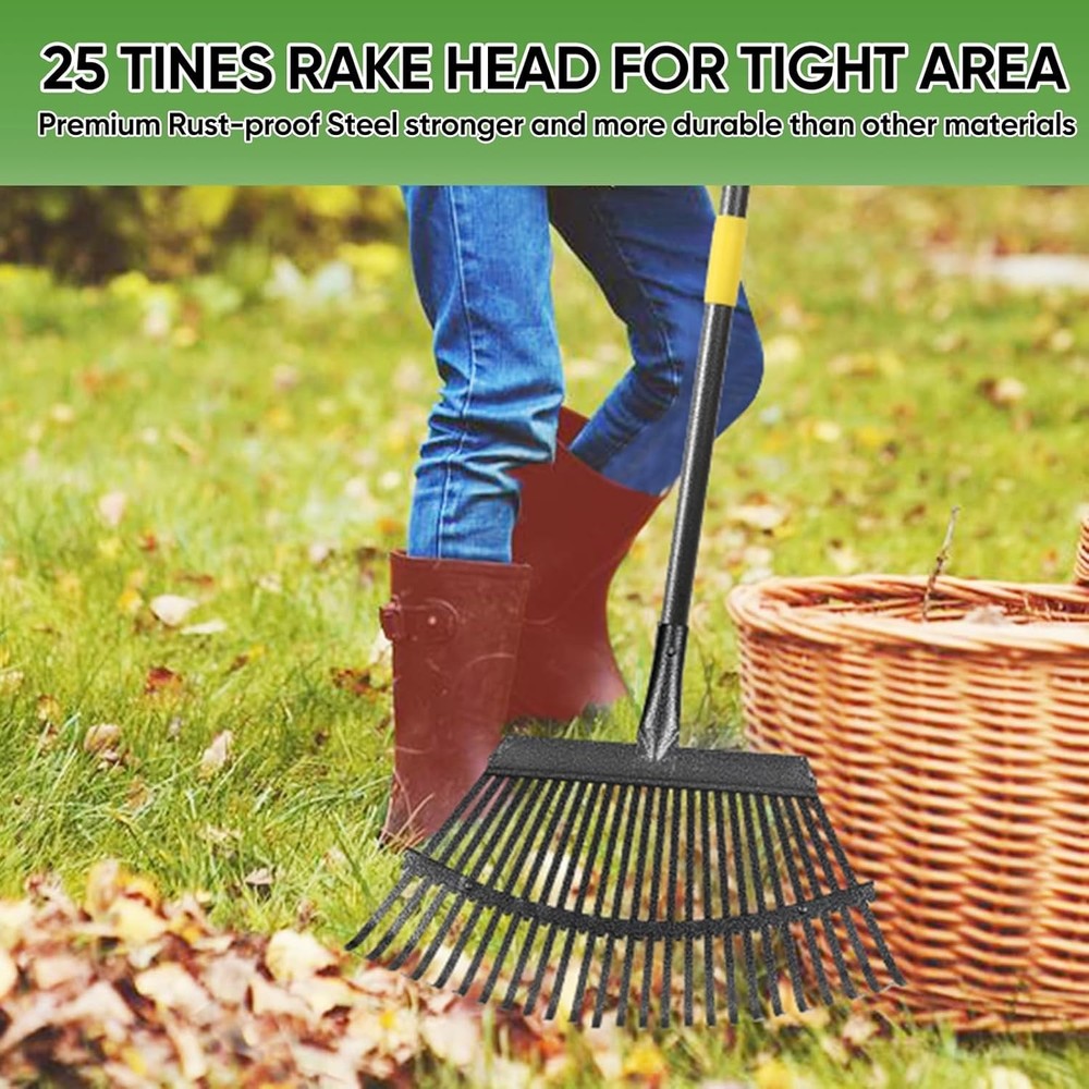 Heavy Duty 6FT Lawn Rake - Ergonomic Adjustable Handle for Ultimate Comfort