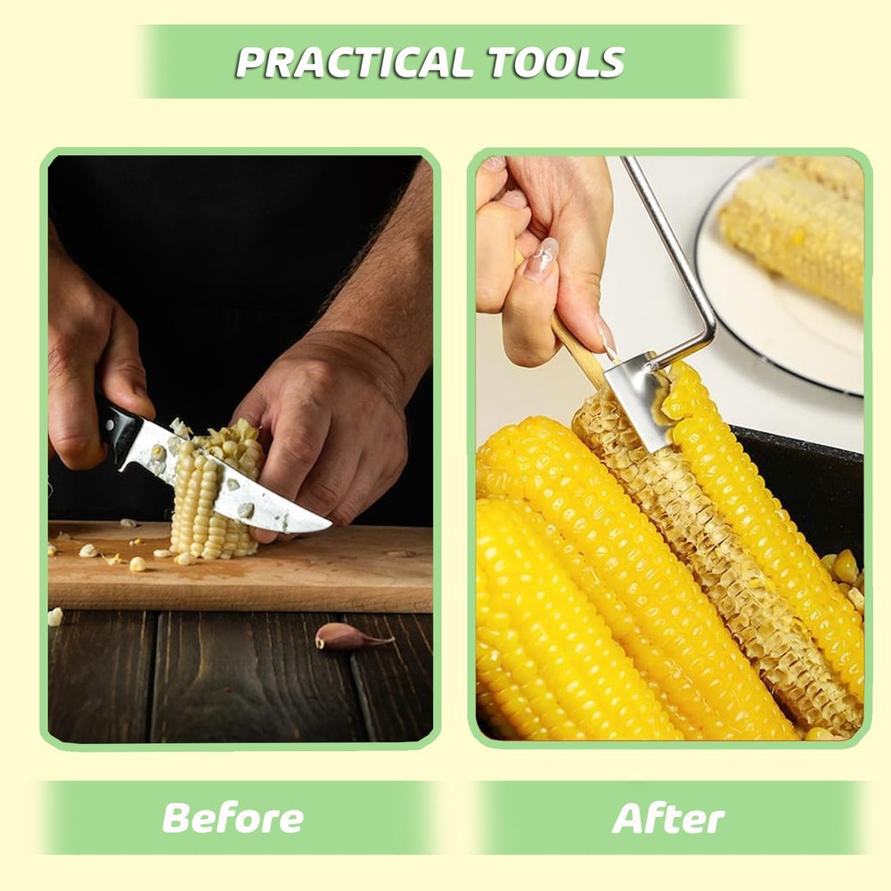 Corn Peeler, Corn Stripper, Long Handle Stainless Steel Corn Stripping Too Th...