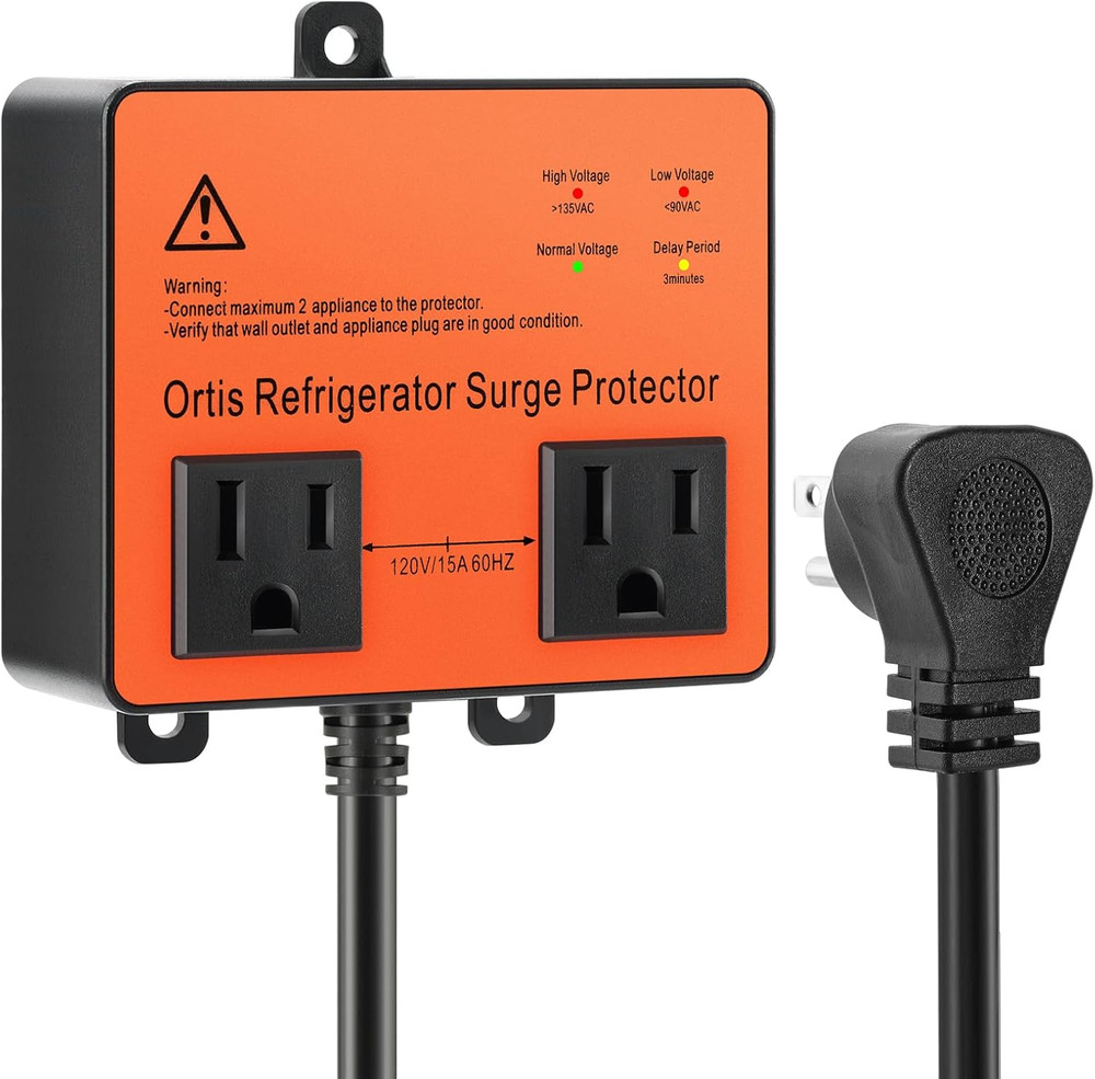 Refrigerator Surge Protector, Ortis Double Outlet Voltage Protector for Home App