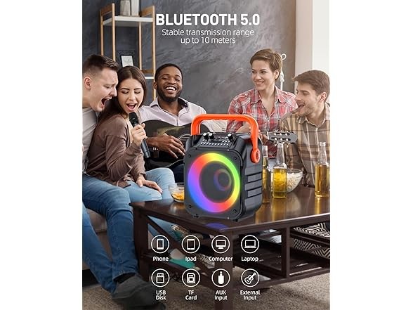 Karaoke Machine with 2 Wireless Mics Black