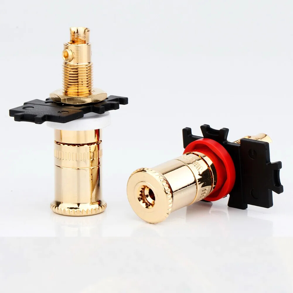 4PCS HiFi Speaker Amplifier Binding Post 24K Gold Plated Banana Socket Terminals