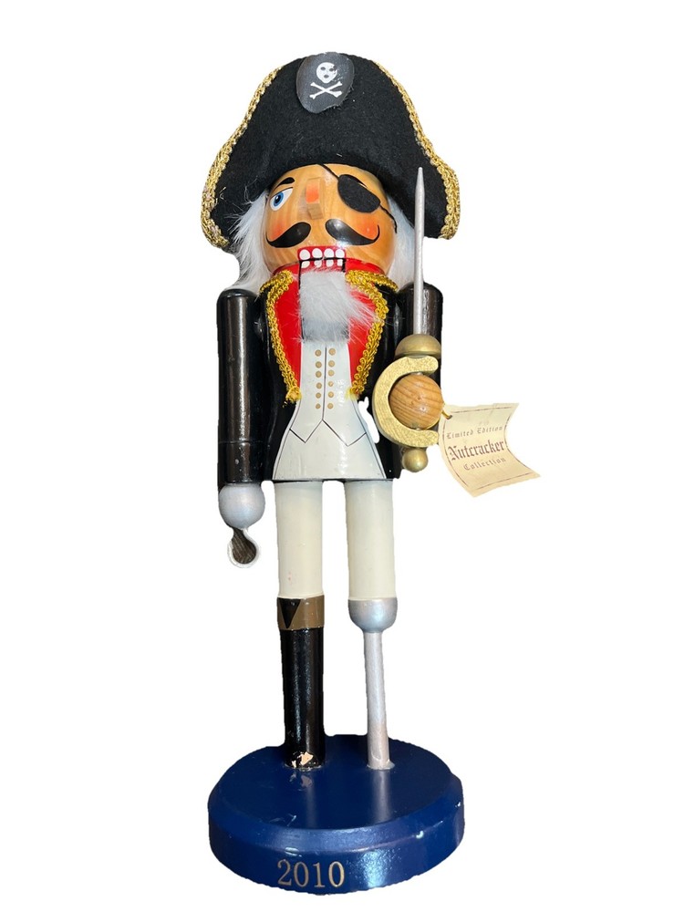 Christmas Pirate Nutcracker 14" Tall Limited Edition 2010 Hook Sword Peg Leg