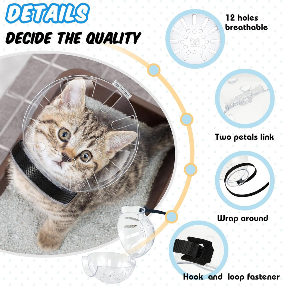 8 Pcs Cat Muzzle Set with Adjustable Cat Bathing Bag Breathable Clear Muzzle Pet
