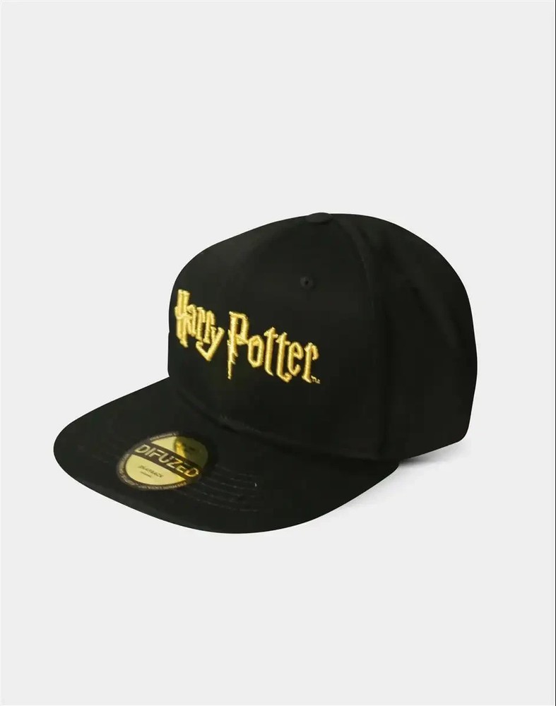 Warner Harry Potter Snapback Cap Black Gold Logo Adjustable Difuzed Hat