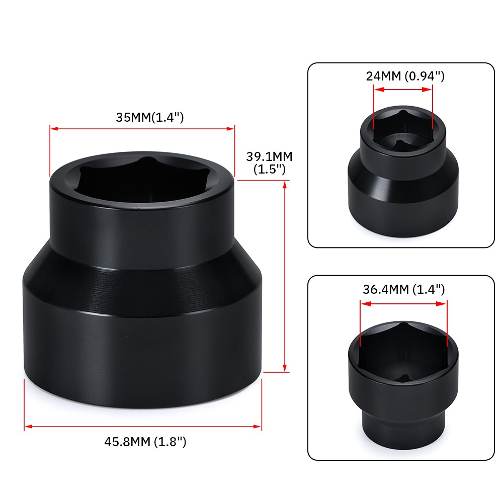 Filter Socket 24mm / 36mm Reversible Filter Cap Remover and Installer Black