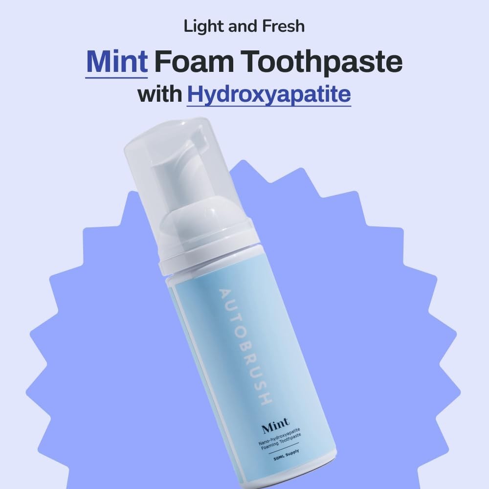 3 Pack - Autobrush Mint No Fluoride Foaming Toothpaste 3.4oz Each