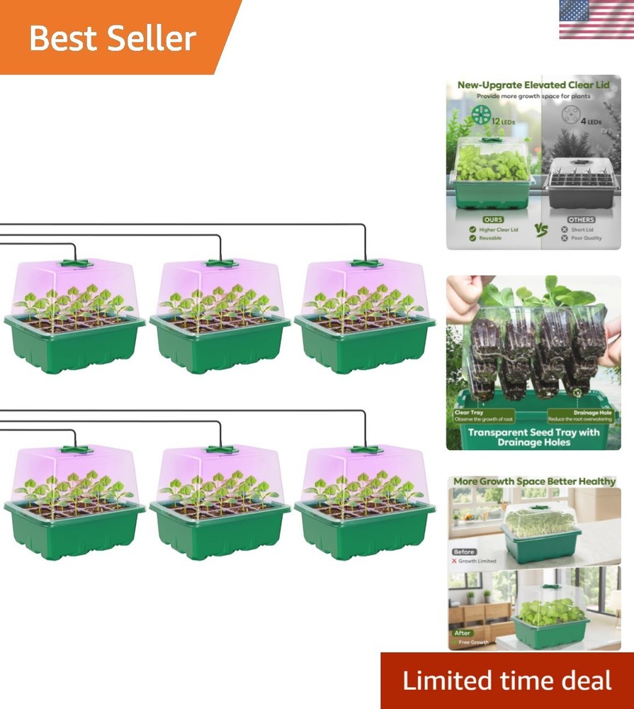 Seed Starter Kit with Grow Light, Elevated Seedling Tray Kit with Adjustable ...