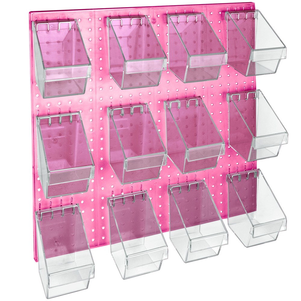 Azar Displays 12 Mini Bucket Peg Wall Accessory Organizer Kit Pegboard...