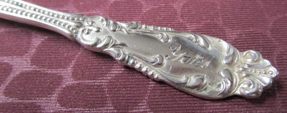 MARINA 1896 Antique Silverplate Berry Fork Engraved Yates
