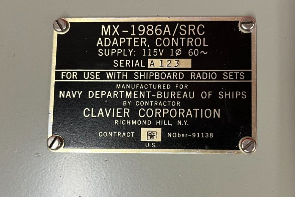 MX-1986A/SRC ADAPTER CONTROL - 115V - FOR NAVAL SHIPBOARD RADIO SETS
