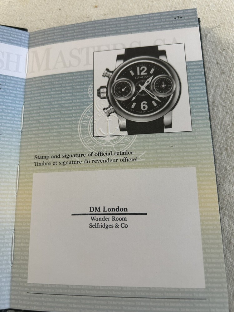 Graham Watch Original Certificate for Swordfish