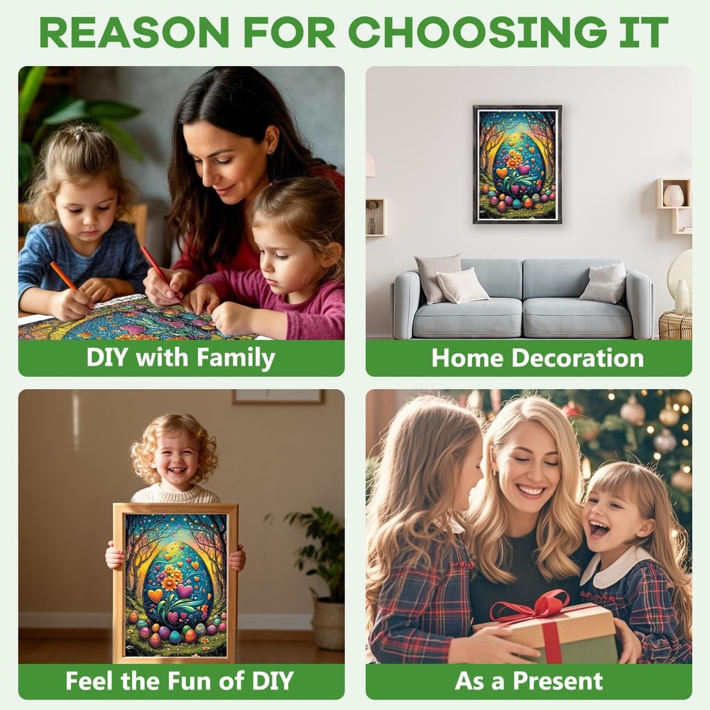 NAIMOER Easter Eggs Diamond Art Kits for Adults Beginner, 5D