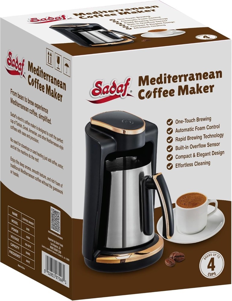 One-Touch Mediterranean Coffee Maker - Automatic Turkish & Greek Machine 250ml