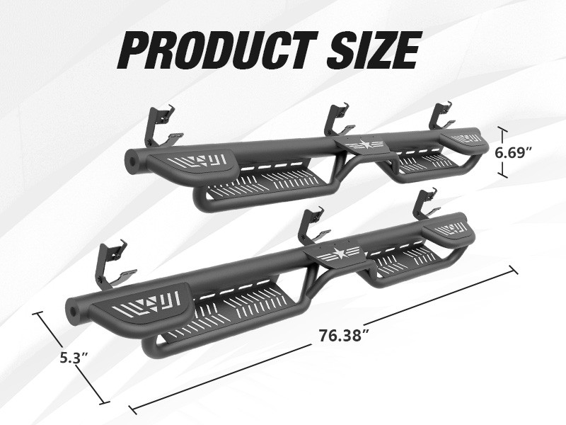 3-Raised Steps Side Running Boards For 2010-2026 Ram 2500 & 3500 Extended Cab
