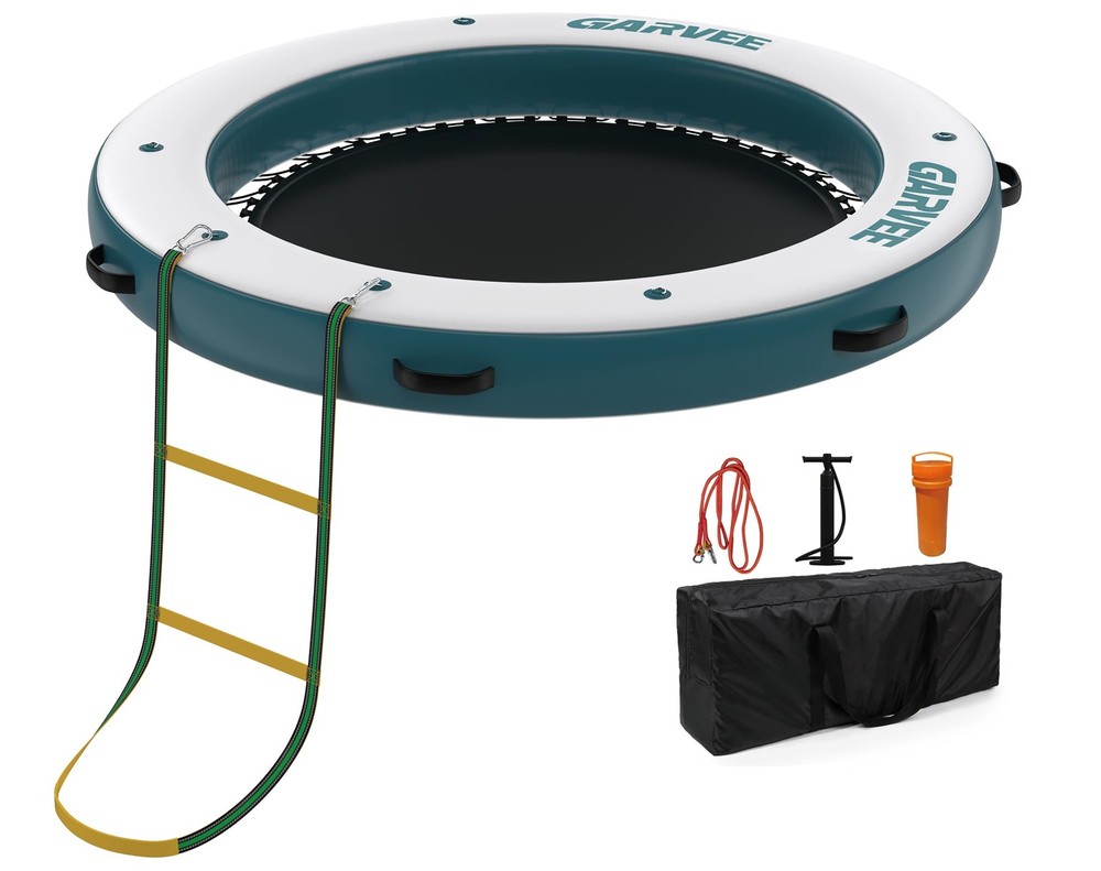 8FT Inflatable Floating Dock ，Round Inflatable Water Hammock Dock Platform Mat
