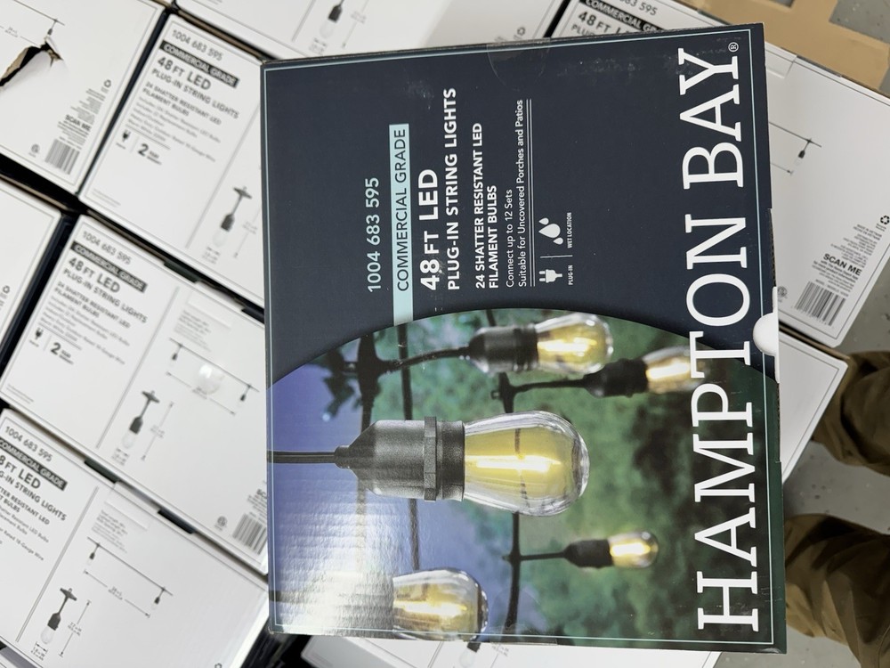 Hampton Bay 24-Light 48 ft. Indoor/Outdoor String Light with S14 Single Filament