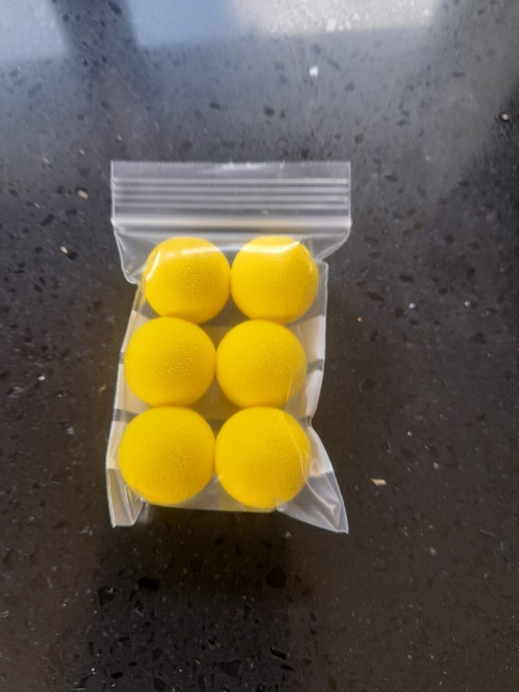 6 yellow 20mm eva polyballs/bait popper