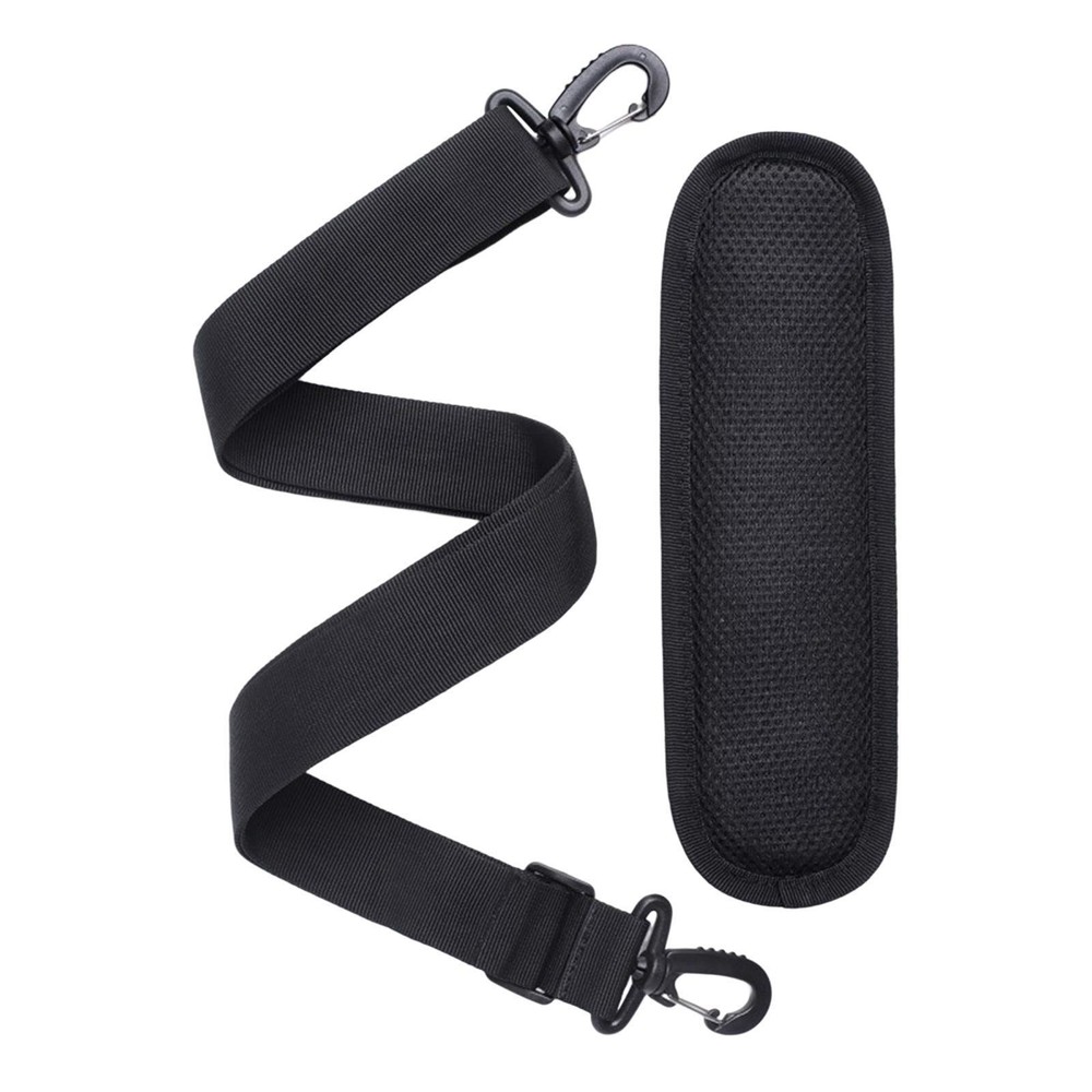 Black Adjustable Shoulder Strap Replacement with Thick Soft Pad Width 1.5in