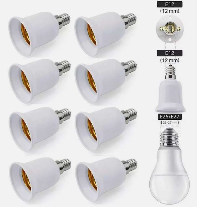 5-20Pcs Light Bulb Socket Adapter E12 to E26/E27 Base Chandelier Converter Lamp