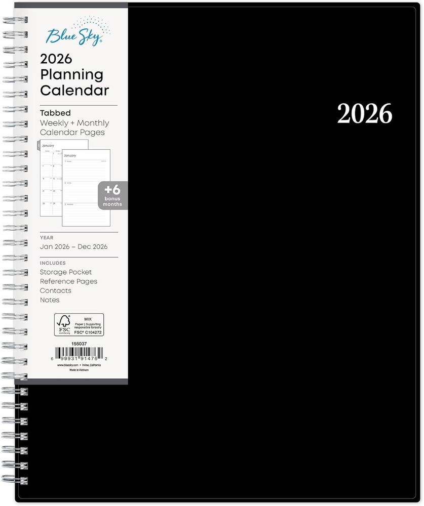 2026 Monthly & Weekly Planner - 8.5" x 11" with Laminated Tabs & Easy Navigation