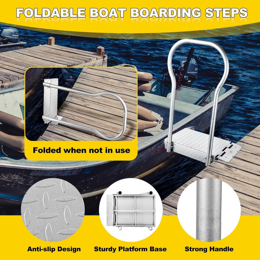 Foldable Boat Boarding Platforms W/Handrail Dock Extension Step Load 500lb