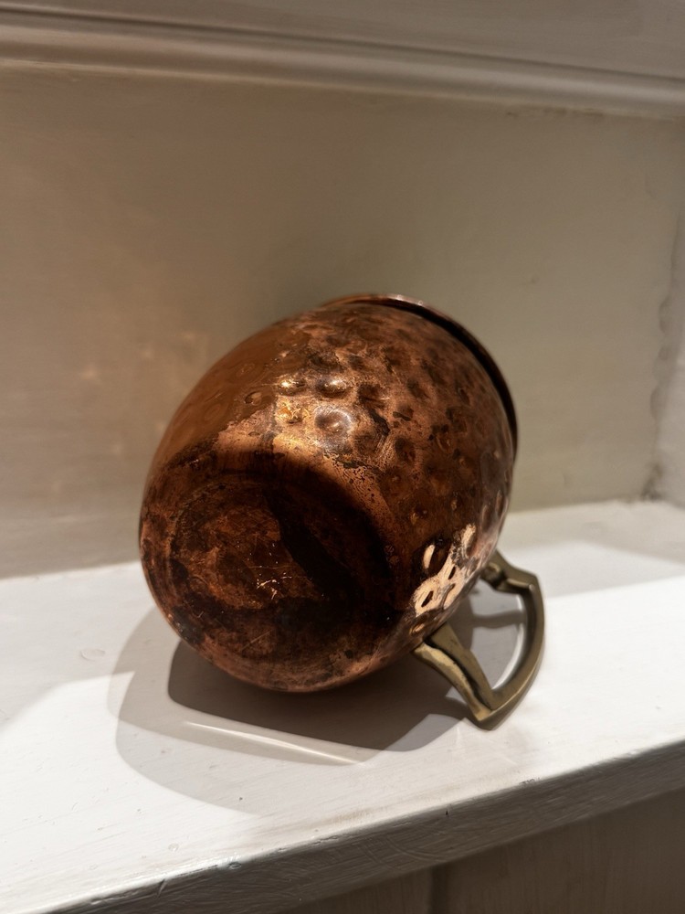 Set of Four Hammered Copper Mugs