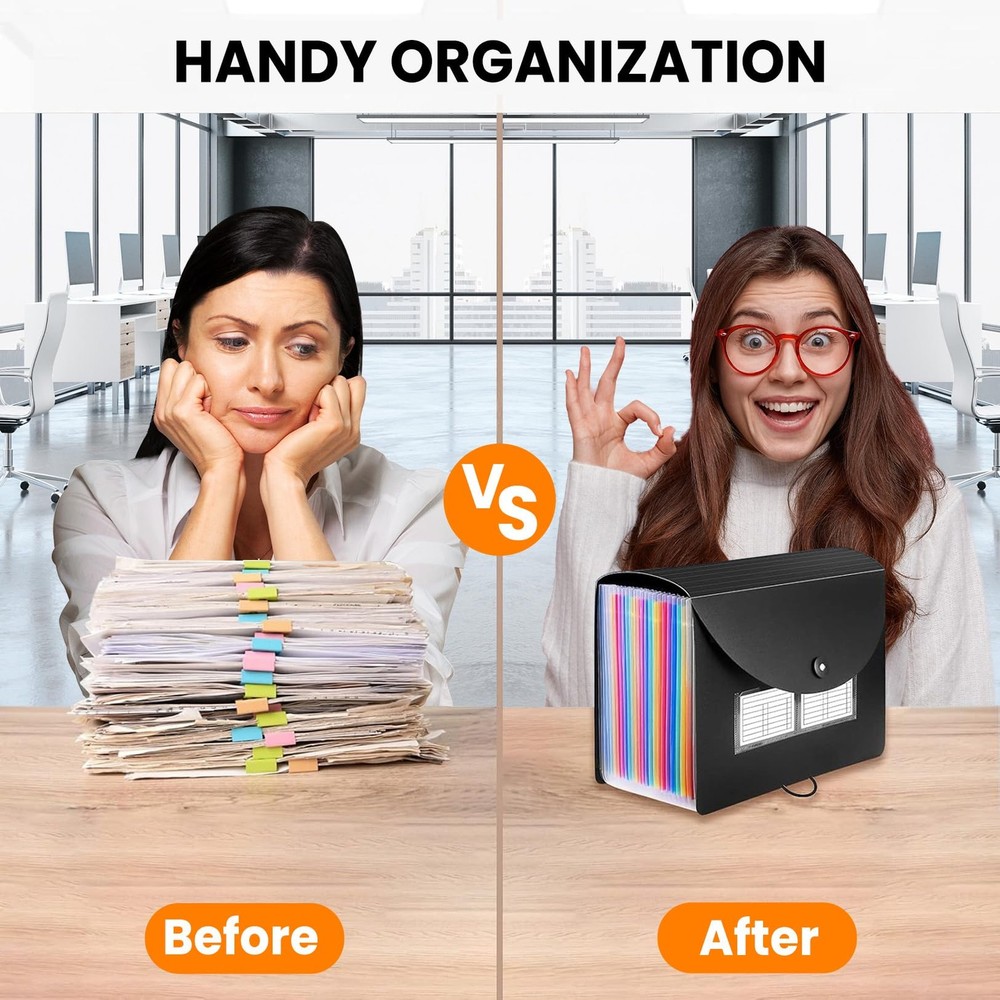 24 Pockets Expanding File Folder with Blank Labels, According File Organizer ...