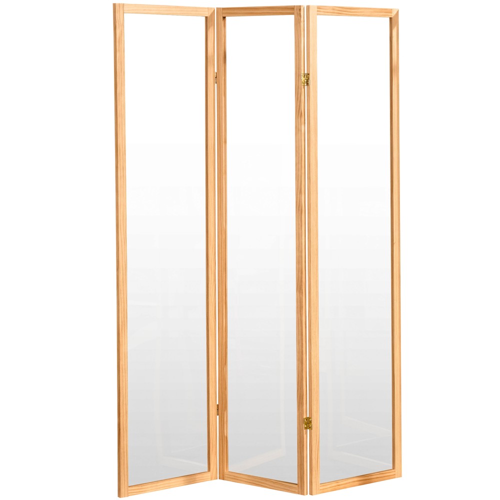 6 ft. Tall Clear Plastic Partition Natural 3 Panel