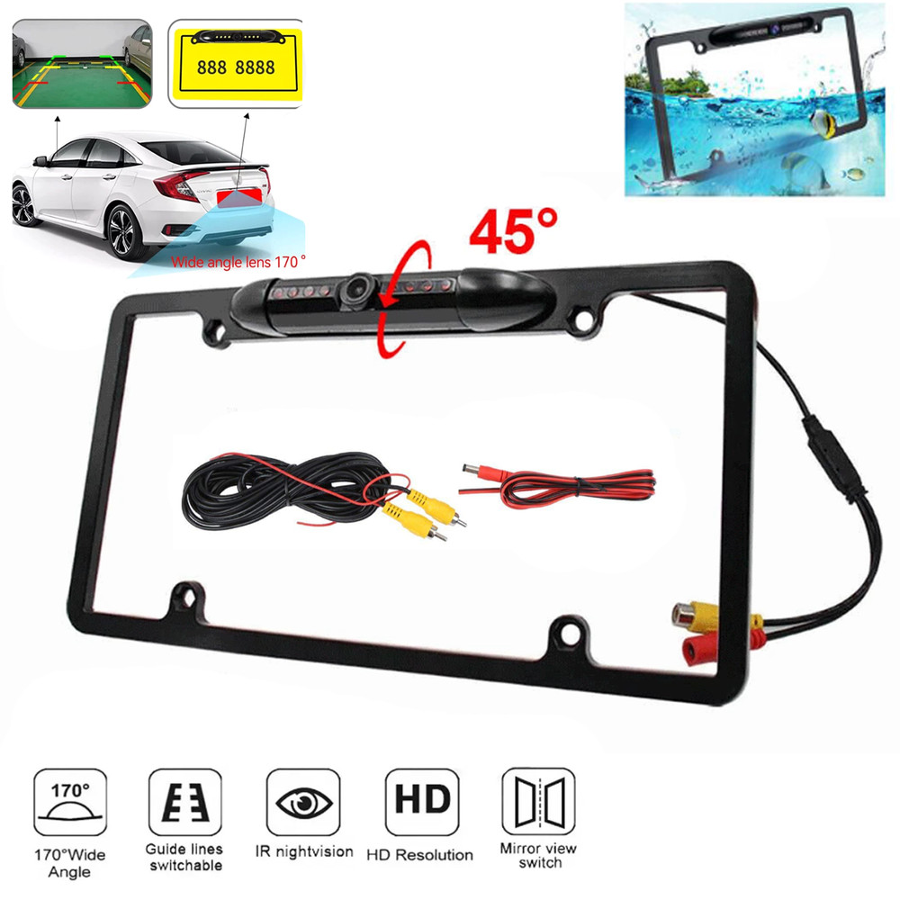 Car Rear View Backup Camera Parking Reverse Night Vision US License Plate Frame