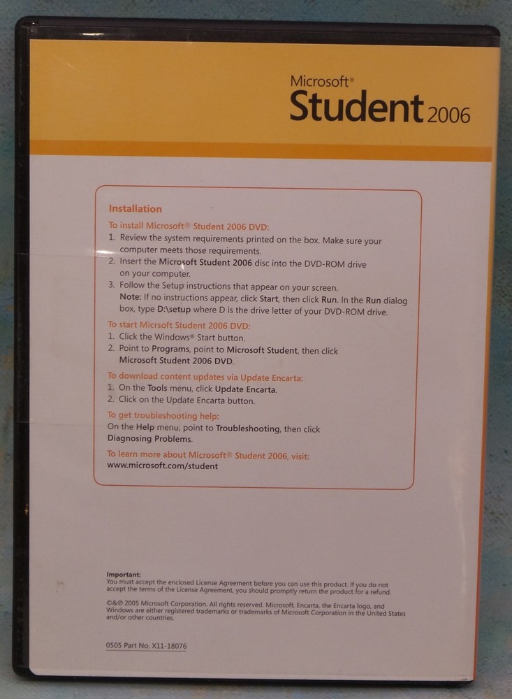 Microsoft Student 2006 Software w/Microsoft Encarta Premium, on DVD