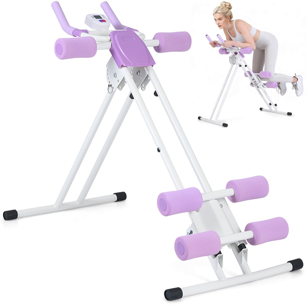 Folding Ab Machine, Adjustable Ab Trainer w/6 Inclined Angles & LCD Display
