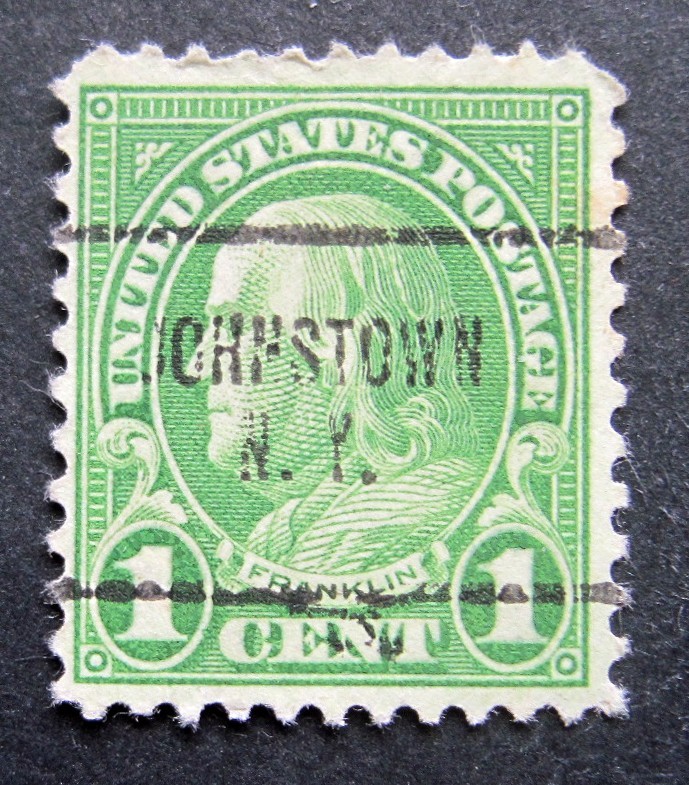 Sc # 632 ~ 1 cent Franklin Issue, Precancel, JOHNSTOWN N.Y