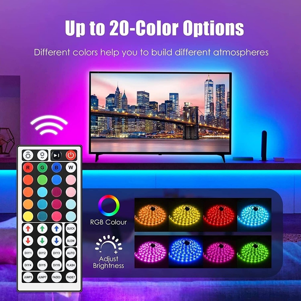32ft LED Strip Lights Remote Control Bedroom for Indoor Use