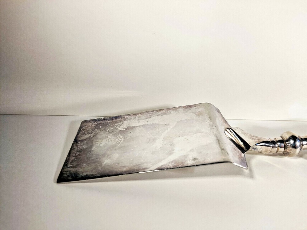 Antique Pie/Cake Server with Hand Made Glass Handle, Silver plated, 12", Heavy