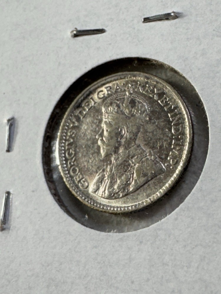 1920 Canada 5 Cents Small Silver Coin Cleaned