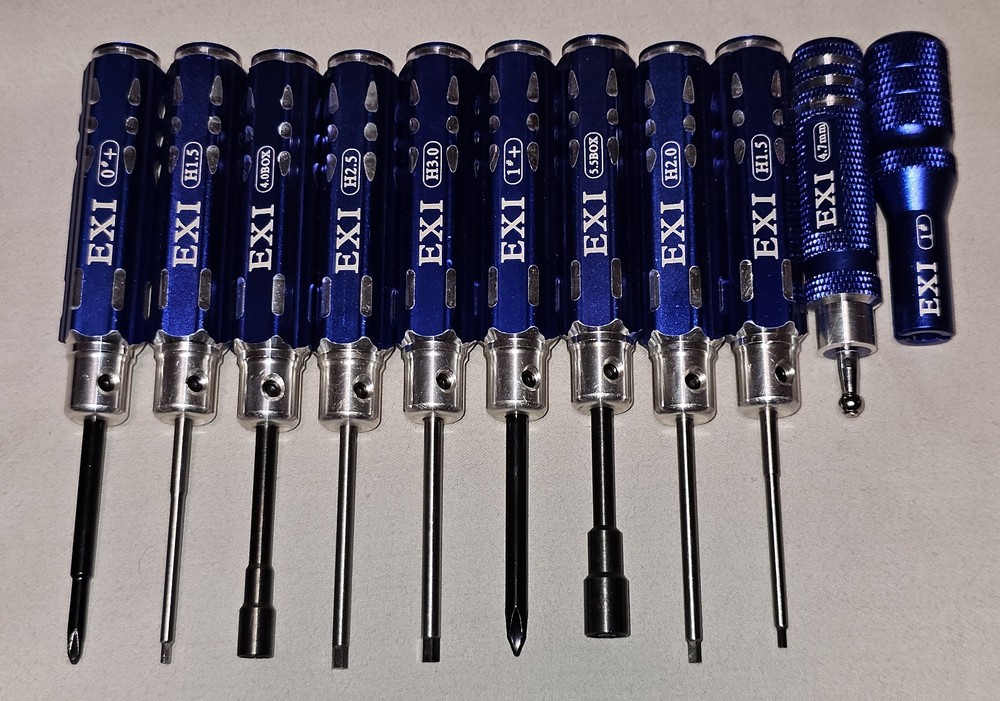 EXI RC Aluminum Handle Tool Kit 11-Piece Blue set (Tools Only) Great Condition