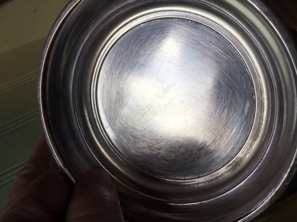 WEBSTER WILCOX SILVER PLATED PEDESTAL FRUIT BOWL with TURQUOISE PLASTIC INSERT