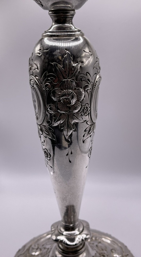 Reed & Barton Sterling Silver Repousse Tall Candlestick c.1890s