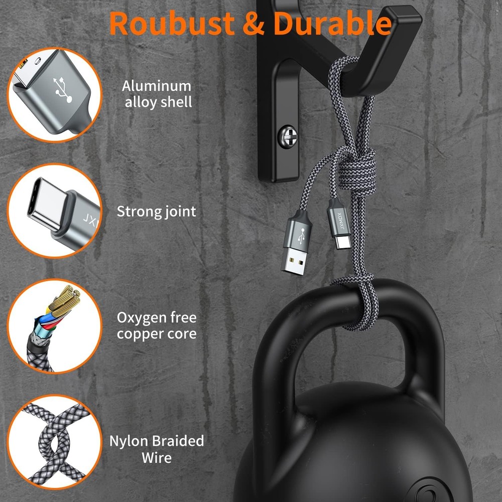 USB Type C Cable,USB A to C 3A Fast Charging (3.3ft 2-Pack) 3.3ft, Grey