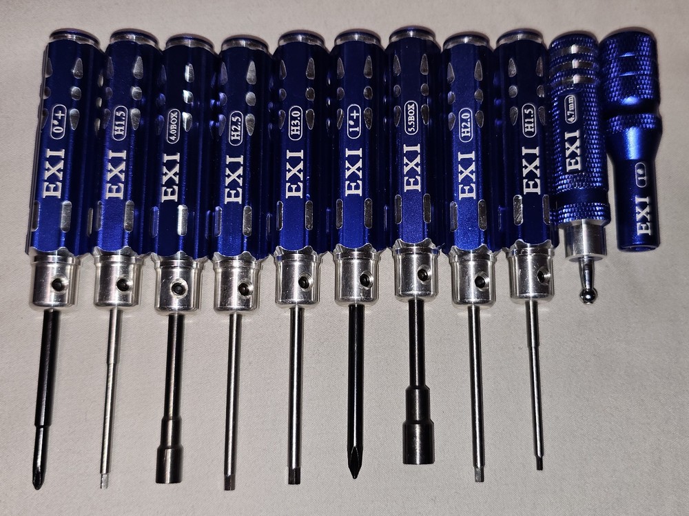 EXI RC Aluminum Handle Tool Kit 11-Piece Blue set (Tools Only) Great Condition