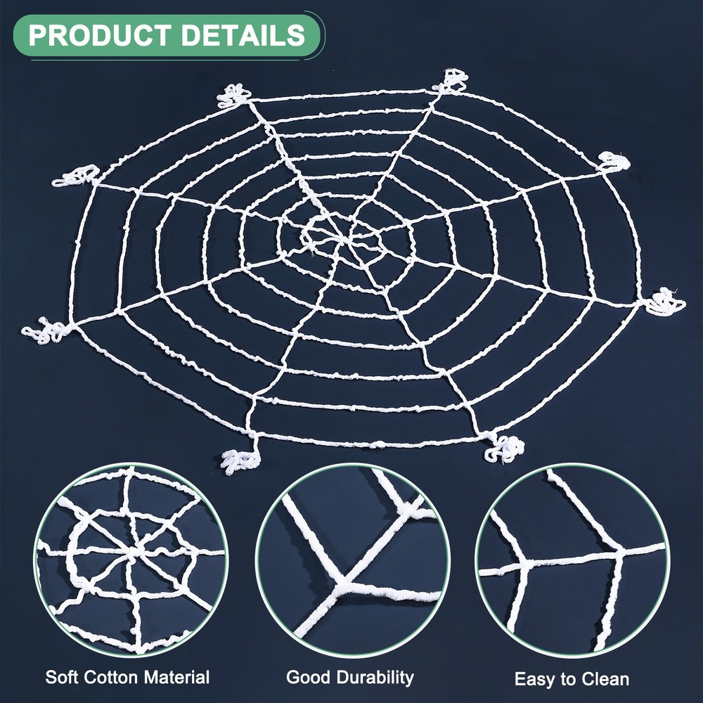 2-Pack Spider Web Decoration, 2.5m White Round Net Cobweb for Halloween Decor
