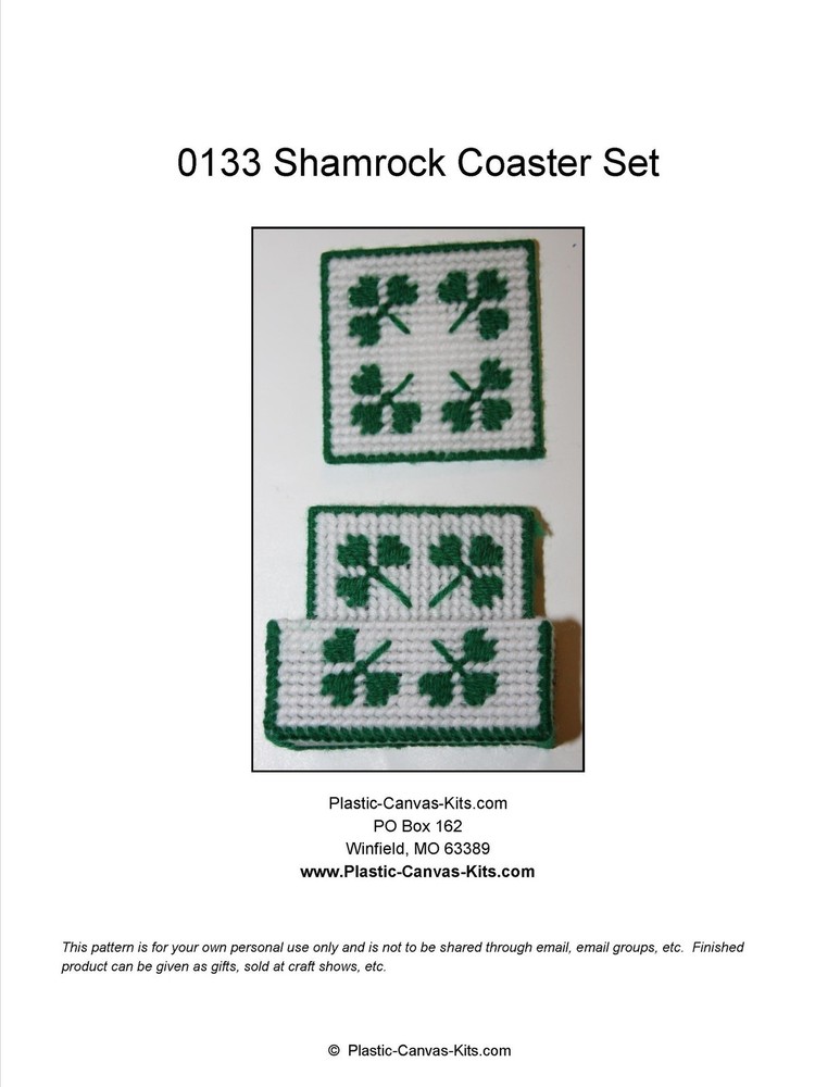 St. Patrick's Day Shamrock Coaster Set-Plastic Canvas Pattern or Kit