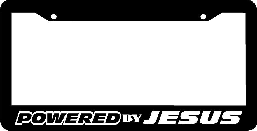 POWERED BY JESUS racing CHRISTIAN  License Plate Frame