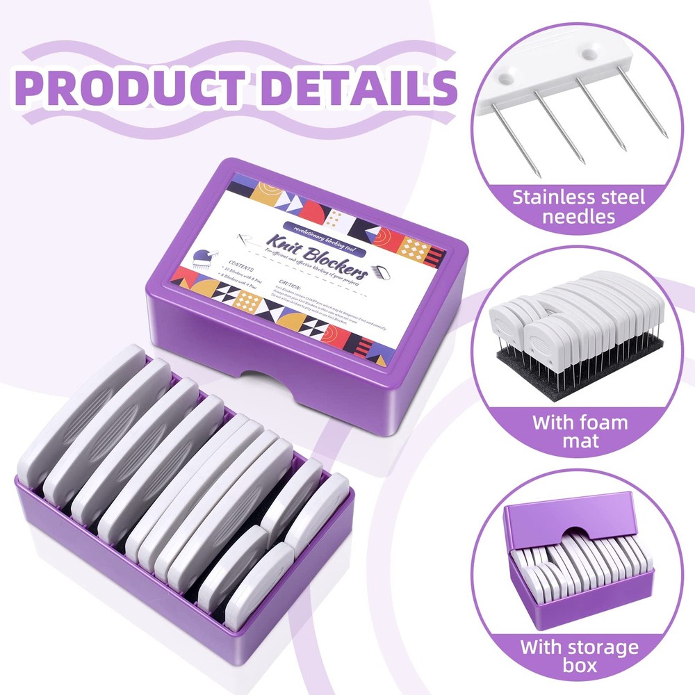 40 Pcs Knit Blockers & Pins Kit, Knit Blocking Combs for Blocking Knitting, C...