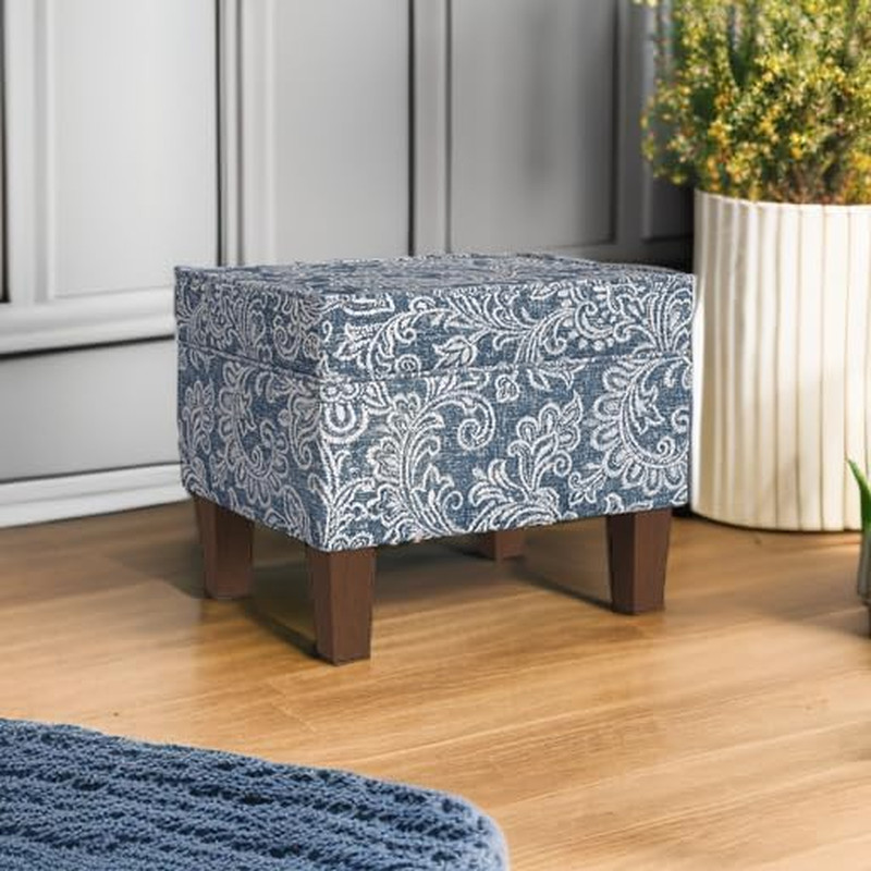 Home Decor |K7646-A879| Upholstered Modern Rectangular Storage Ottoman | Hinged