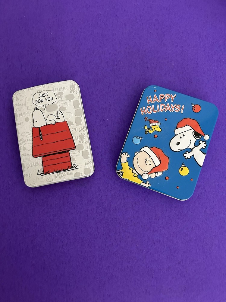 Christmas Tin Peanuts gift Card holders 2pcs