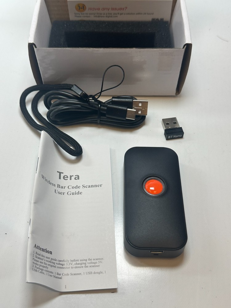 Tera X0027X350R Wireless Bar Code Scanner Mini Black - New Fast Ship