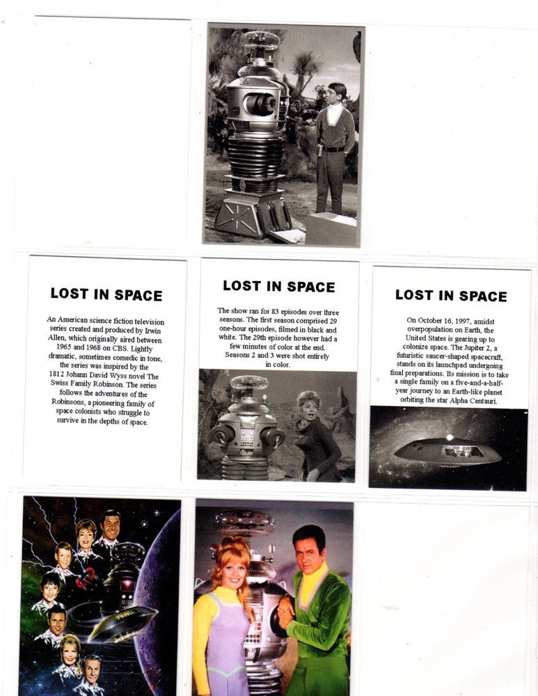 LOST IN SPACE CUSTOM NOVELTY TRADING CARD 6 CARDS SET