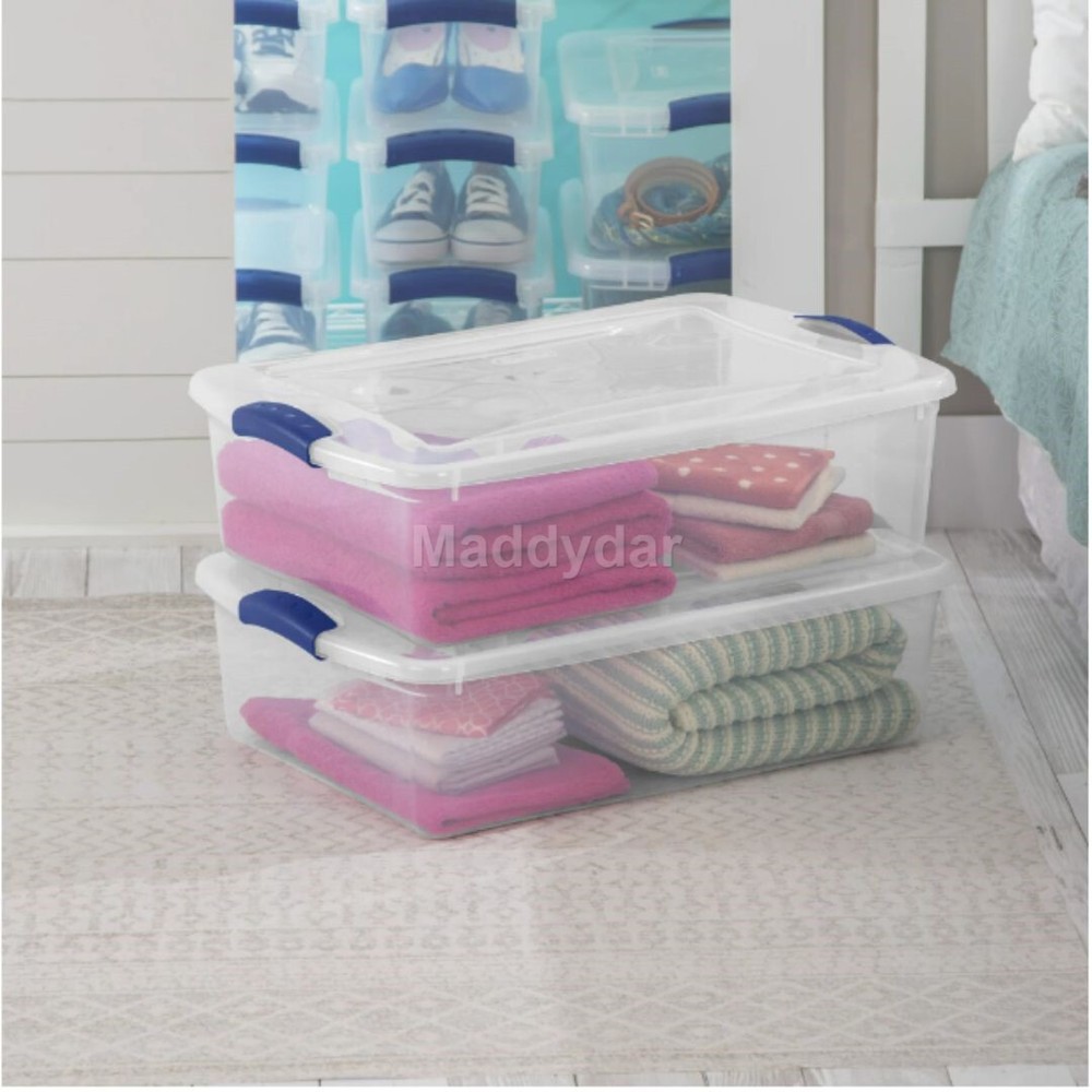 Sterilite Plastic 32 Qt. Latch Box Stadium Blue